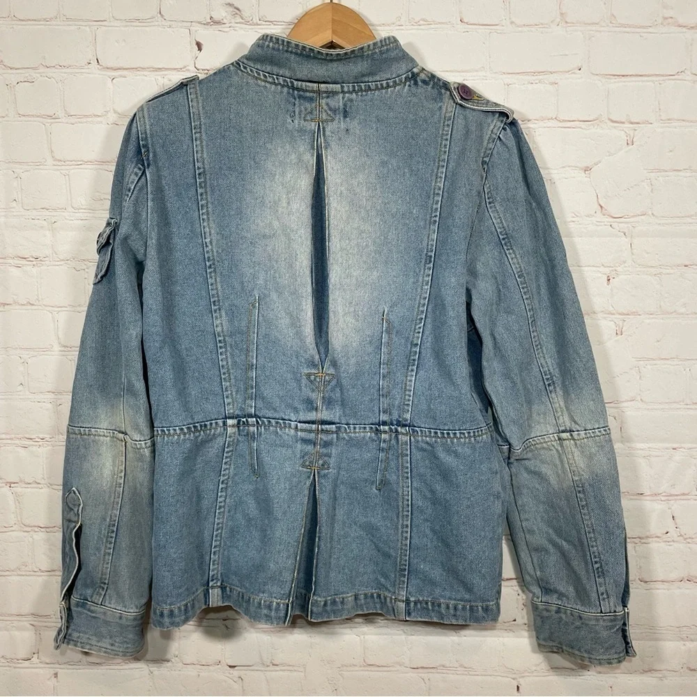 Vintage Steve Madden Jean Jacket Womens Size Large Faded Blue Buttons 90s - Picture 11 of 15